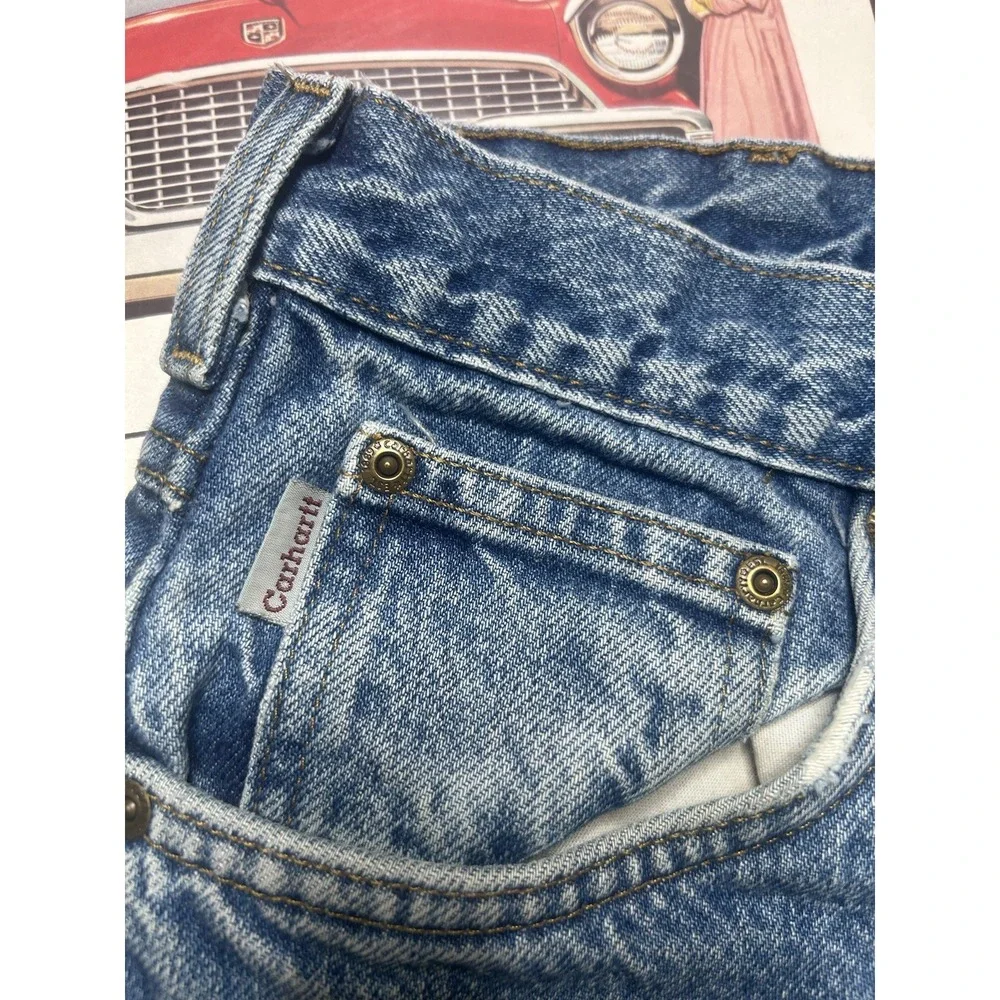 Vintage Carhartt B155 DST Fleece Lined Jeans Men's 38x32 Blue  Workwear